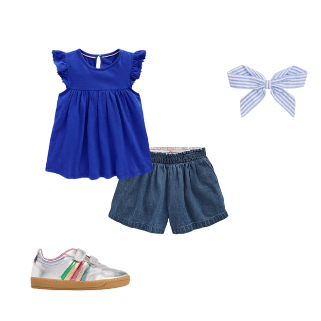 1st bundle featuring 3 items which compliment Frill Sleeve Pom Top-Bright Blue