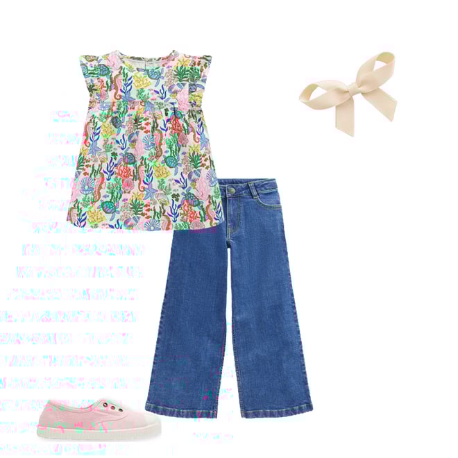 1st bundle featuring 3 items which compliment Frill Sleeve Woven Top-Multi Coral Cove
