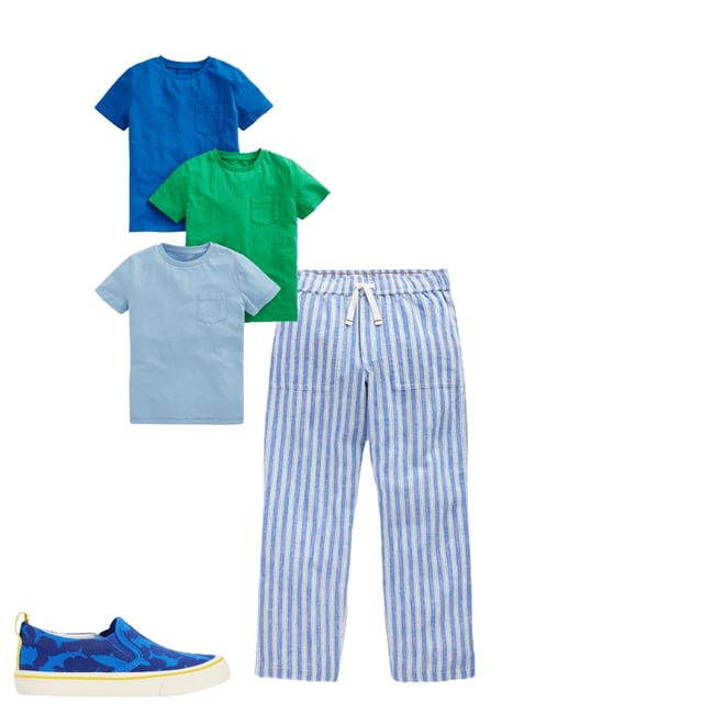 2nd bundle featuring 2 items which compliment Cotton Linen Pull-On Pants-Blue Ticking