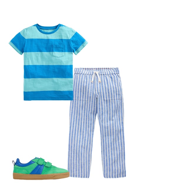 3rd bundle featuring 2 items which compliment Cotton Linen Pull-On Pants-Blue Ticking