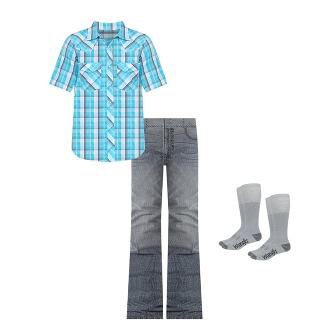 Men's 20X® Competition Advanced Comfort Short Sleeve Western Snap Shirt in Bright Sky Plaid
