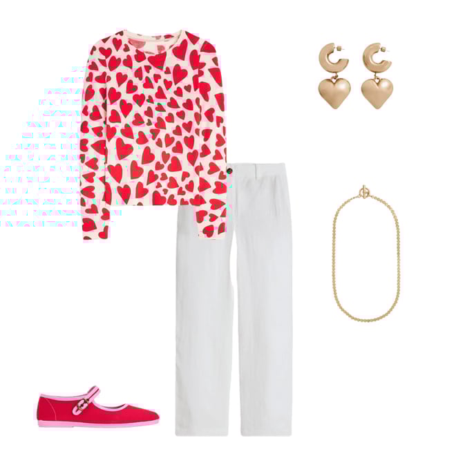 3rd bundle featuring 4 items which compliment Eva Cashmere V-Neck Sweater-Ivory, Heart Cluster
