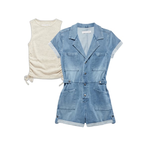 1st bundle featuring 1 items which compliment  Hailey High Neck Ruched Tank - Oatmeal Heather