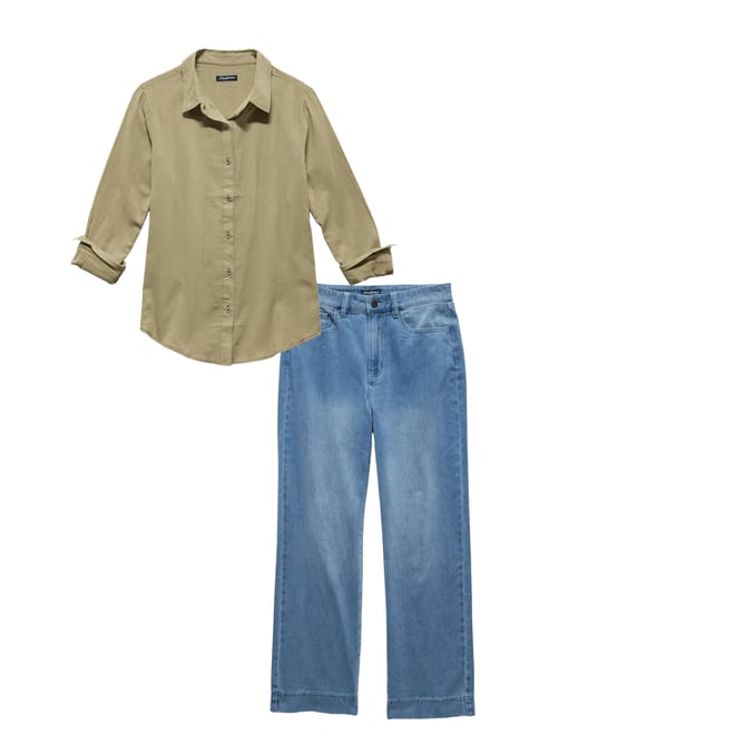 1st bundle featuring 1 items which compliment  Marne Split-Back Shirt - Sage