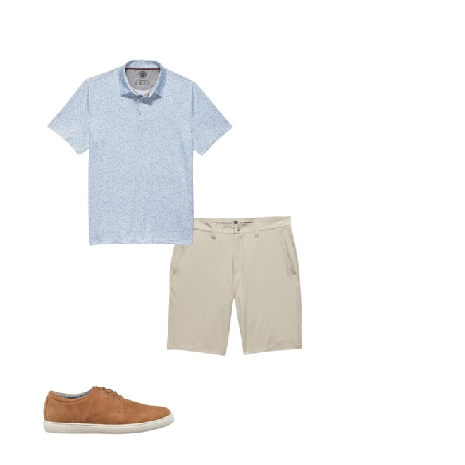 1st bundle featuring 2 items which compliment  Cobbtown Floral Print Performance Polo Shirt - White Combo
