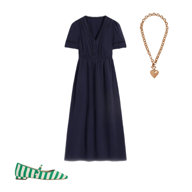 2nd bundle featuring 2 items which compliment Trim Double Cloth Dress-Navy