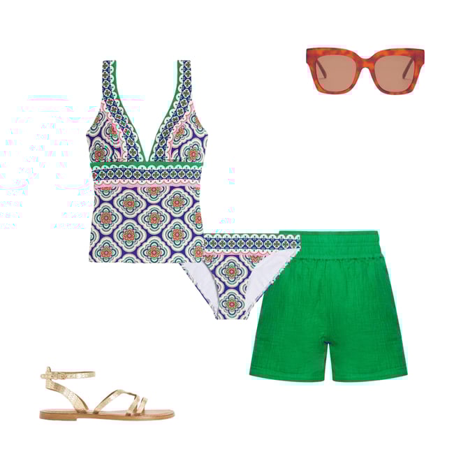 3rd bundle featuring 4 items which compliment Porto Tankini Top-Bright Blue, Botanic Blush