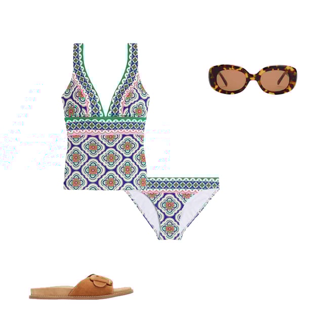 1st bundle featuring 3 items which compliment Porto Tankini Top-Bright Blue, Botanic Blush
