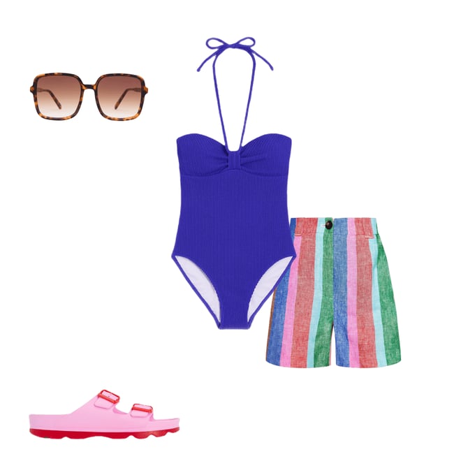 4th bundle featuring 3 items which compliment Westbourne Linen Shorts-Bright Rainbow Stripe