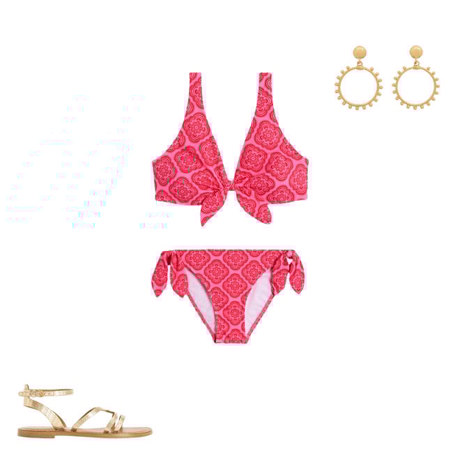 1st bundle featuring 3 items which compliment Tie Front Bikini Top-Pink Rose, Botanic Blush