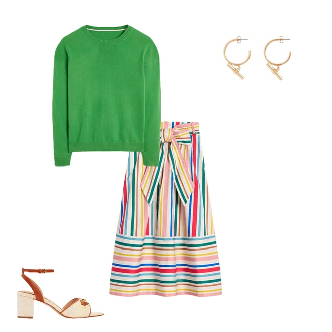 2nd bundle featuring 3 items which compliment Tie Belt Sateen Midi Skirt