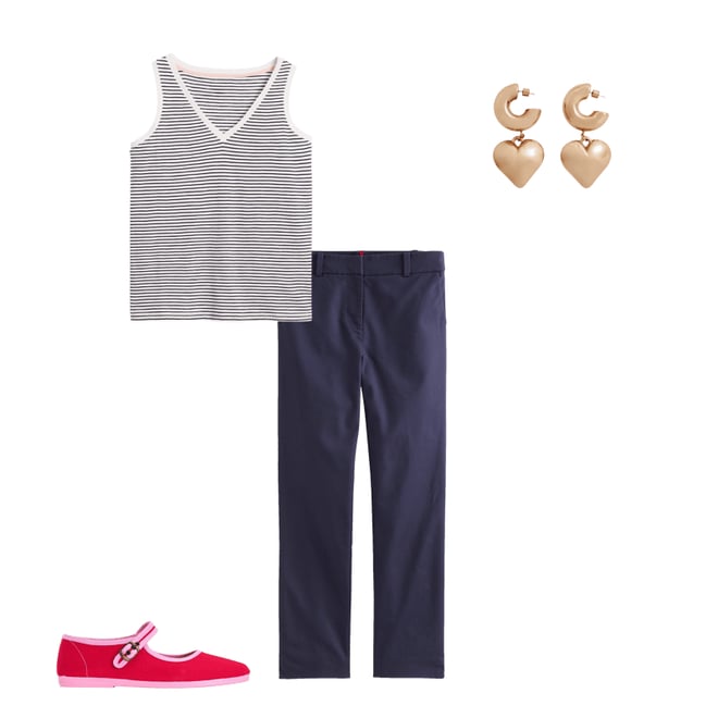2nd bundle featuring 3 items which compliment Regular V-Neck Slub Vest-Navy, Ivory Stripe