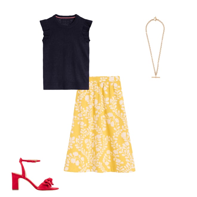 2nd bundle featuring 3 items which compliment Hattie Poplin Midi Skirt-Yellow, Vine Silhouette