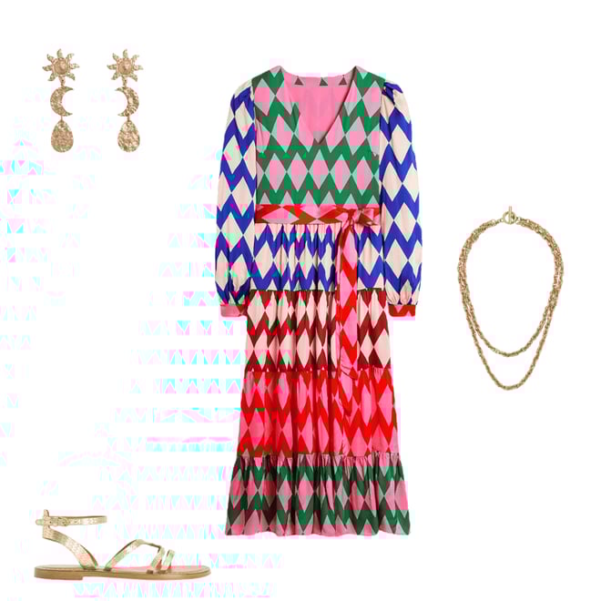 3rd bundle featuring 3 items which compliment V-Neck Tiered Dress-Multi, Diamond Stripe