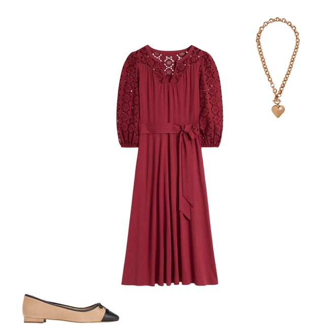 3rd bundle featuring 2 items which compliment Eden Broderie Jersey Dress-Garnet Red