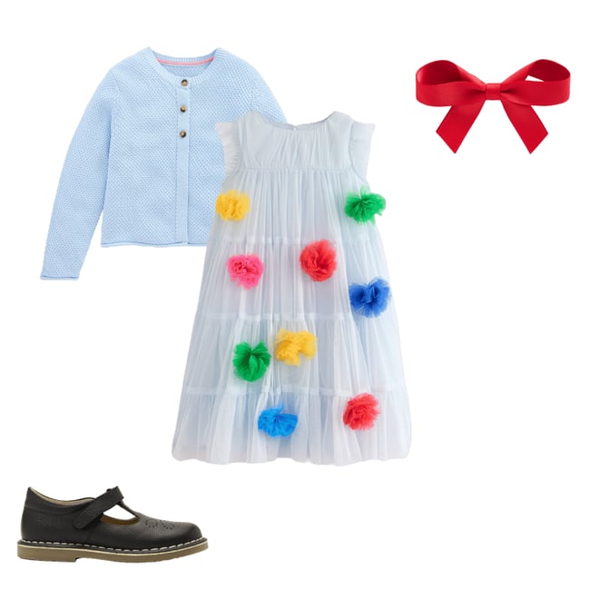 3rd bundle featuring 3 items which compliment Rainbow Ombre Tulle Dress-Blue Multi Pom