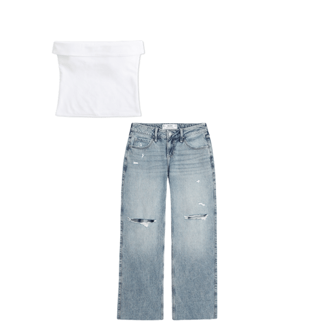 Curvy Low-Rise Ripped Medium Wash Baggy Jeans