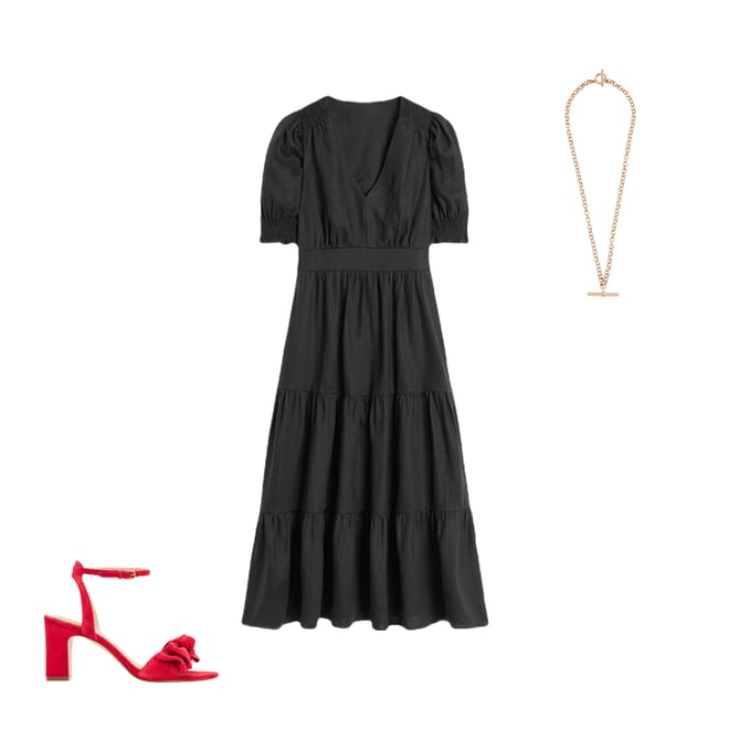 5th bundle featuring 2 items which compliment Anna Linen Tiered Midi Dress-Black