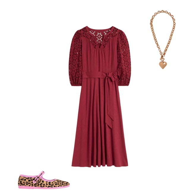 4th bundle featuring 2 items which compliment Eden Broderie Jersey Dress-Garnet Red