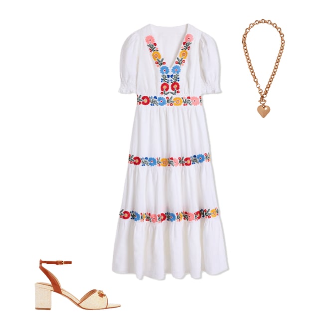 2nd bundle featuring 2 items which compliment Anna Linen Tiered Midi Dress-White, Multi Embroidery