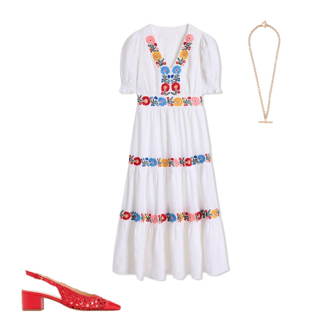 4th bundle featuring 2 items which compliment Anna Linen Tiered Midi Dress-White, Multi Embroidery