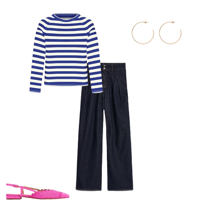 2nd bundle featuring 3 items which compliment Mid Rise Fluid Denim Trousers-Indigo Rinse
