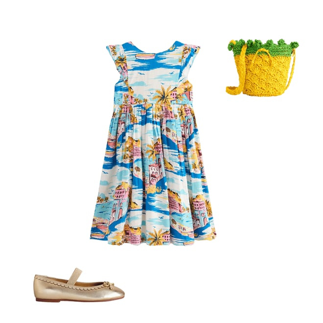 3rd bundle featuring 2 items which compliment Bow Back Midi Dress-Multi Coastal Scene