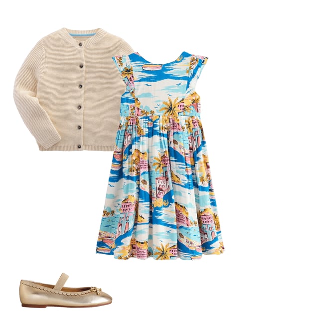 1st bundle featuring 2 items which compliment Bow Back Midi Dress-Multi Coastal Scene