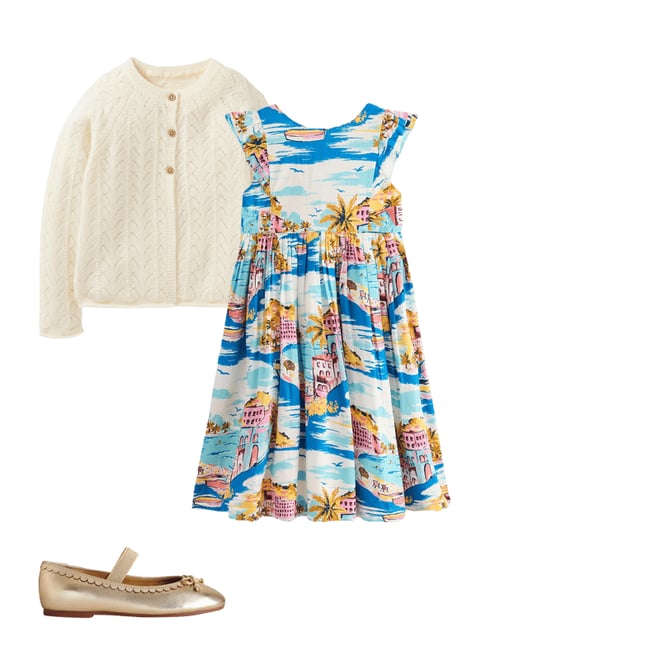 1st bundle featuring 2 items which compliment Bow Back Midi Dress-Multi Coastal Scene