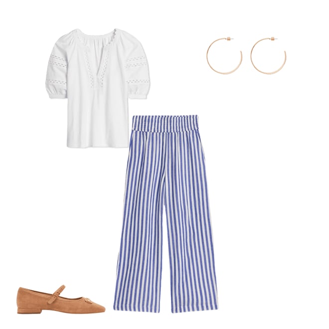 3rd bundle featuring 3 items which compliment Cropped Double Cloth Trousers-Bright Blue Stripe