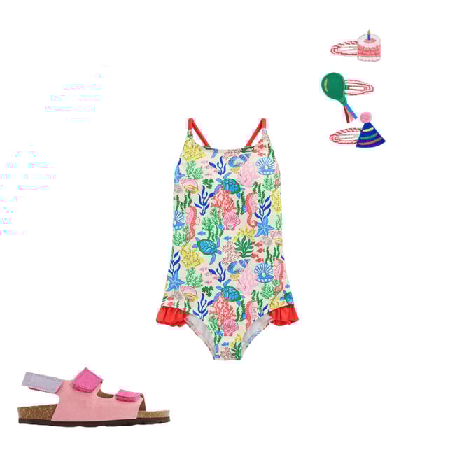 3rd bundle featuring 2 items which compliment Pretty Cross-Back Swimsuit-Multi Coral Cove