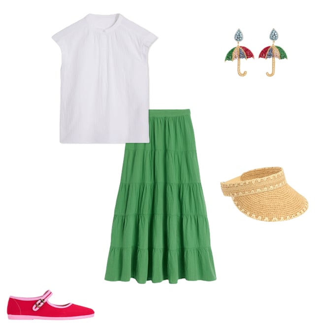 2nd bundle featuring 4 items which compliment Nadia Double Cloth Maxi Skirt-Paradise Green