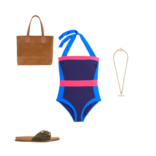 2nd bundle featuring 3 items which compliment Santorini Halterneck Swimsuit-Navy/ Coral Punch Pink/ Blue