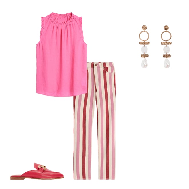 6th bundle featuring 3 items which compliment High Rise Stripe Jeans-Red and Pink Wide Stripe