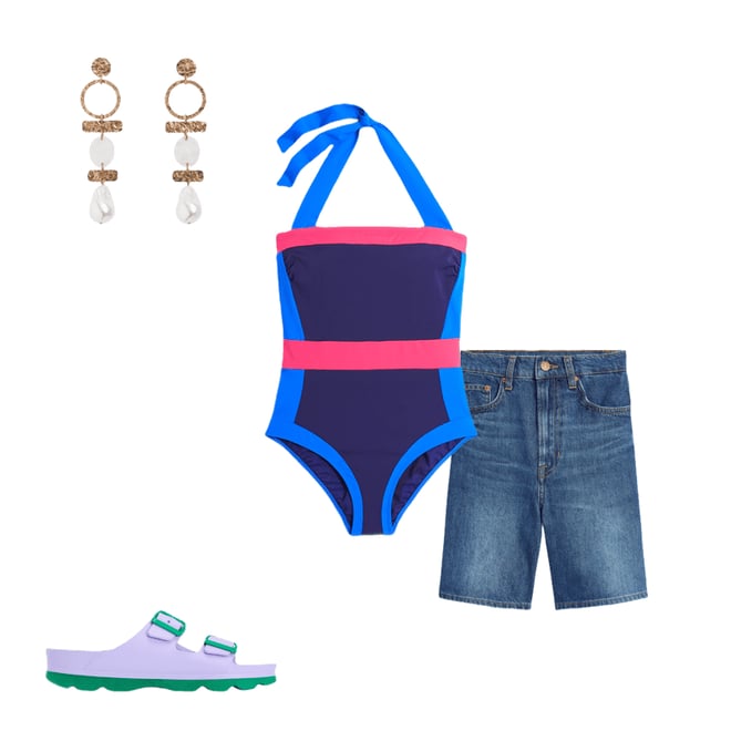 1st bundle featuring 3 items which compliment Santorini Halterneck Swimsuit-Navy/ Coral Punch Pink/ Blue