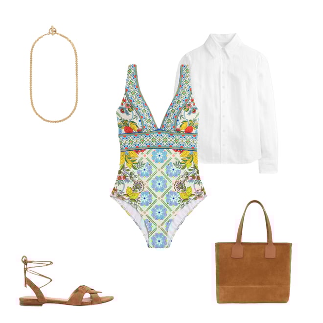 3rd bundle featuring 4 items which compliment Porto V-Neck Swimsuit-Multi, Citrus Vine Tile