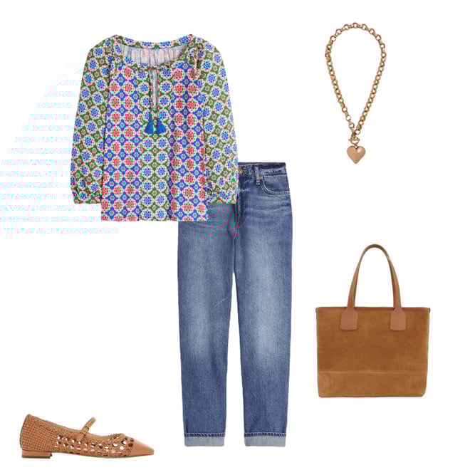 3rd bundle featuring 4 items which compliment Blouson Sleeve Raglan Top-Bloom Geo