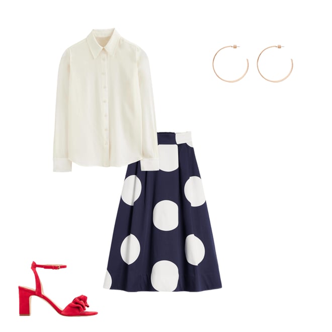 Isabella Cotton Sateen Skirt-Navy Spots | Boden USA Isabella Cotton Sateen Skirt-Navy Spots | Boden USA