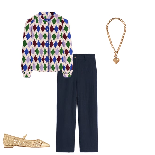 5th bundle featuring 3 items which compliment Westbourne Crop Linen Trousers-Navy