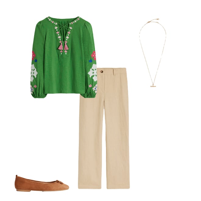 Nia Embroidered Top-Paradise Green | Boden USA Nia Embroidered Top-Paradise Green | Boden USA