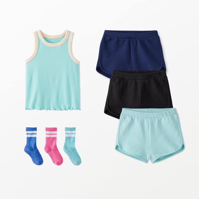 韓国*UMBRO■Tropical Oasis Dolphin Fresh Short Sleeve Dolphin Vent Shorts In French Terry | Hanna Andersson