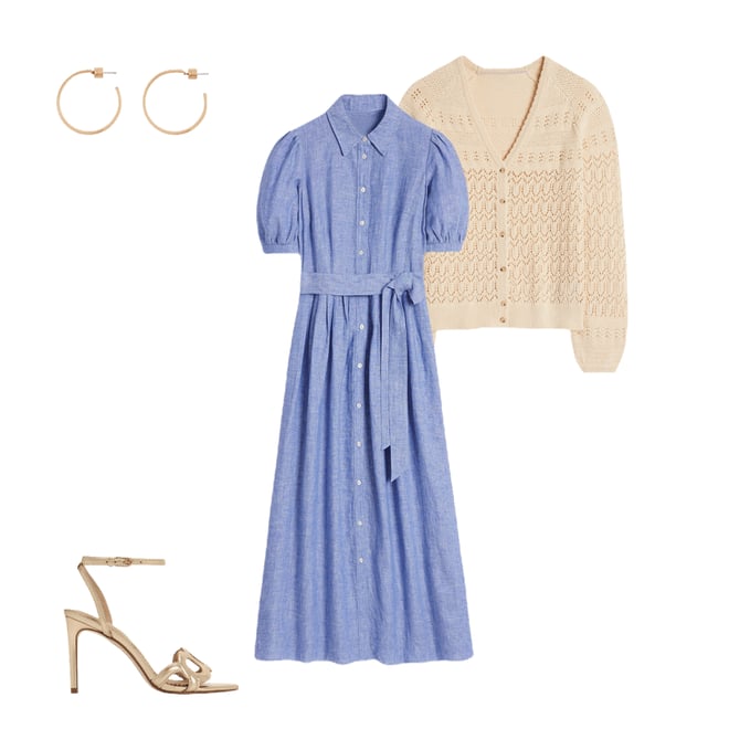 6th bundle featuring 3 items which compliment Alexa Linen Maxi Shirt Dress-Grey Blue Chambray