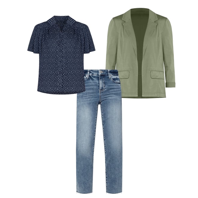 2nd bundle featuring 2 items which compliment 1/2 Sleeve Shirred Woven Blouse