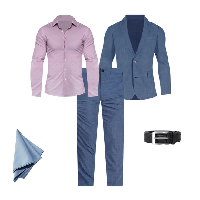 1st bundle featuring 4 items which compliment Pocket Square - Business Blue