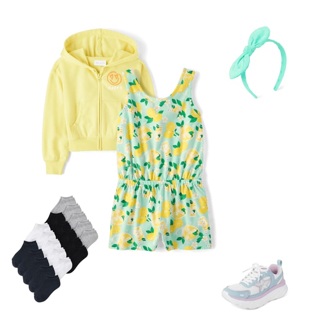 3rd bundle featuring 4 items which compliment Girls Lemonade Romper