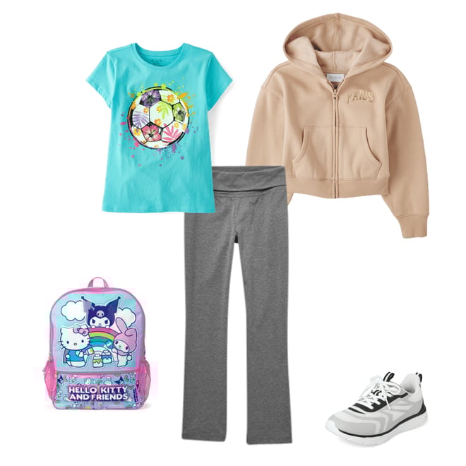 3rd bundle featuring 4 items which compliment Girls Soccer Ball Graphic Tee