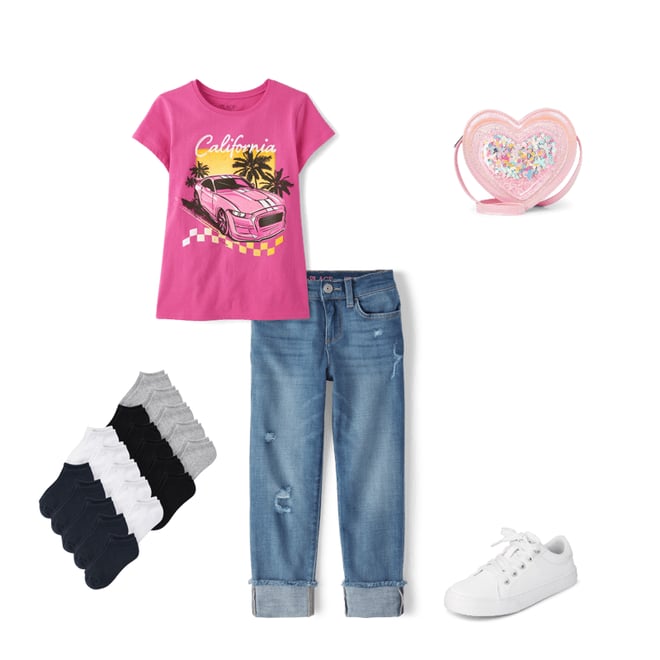 9th bundle featuring 4 items which compliment Girls Shakey Butterfly Heart Bag
