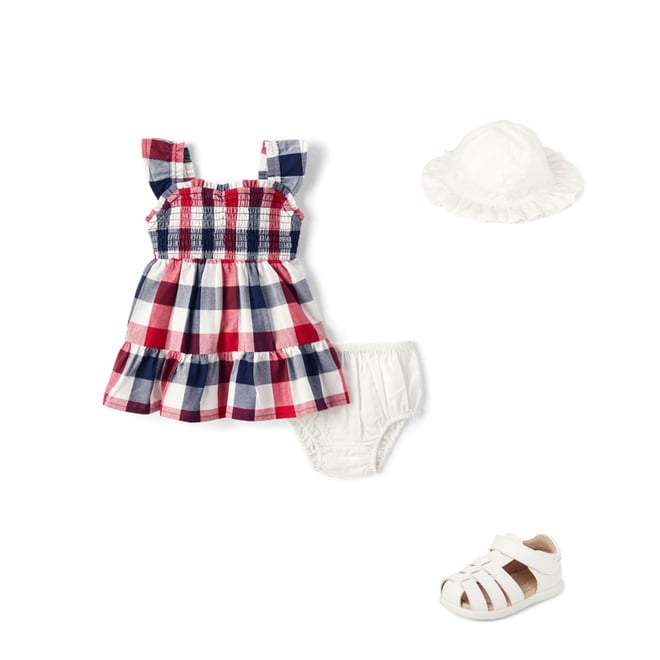 1st bundle featuring 2 items which compliment Baby Girls Gingham Smocked Ruffle Dress