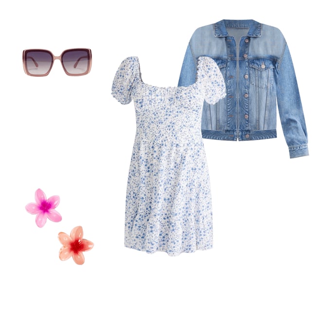 Floral Scoop-Neck Smocked Fit & Flare Dress