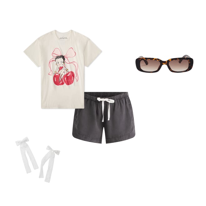 WomenTopsBetty Boop Cherries Oversized Graphic TeeBetty Boop Cherries Oversized Graphic Tee